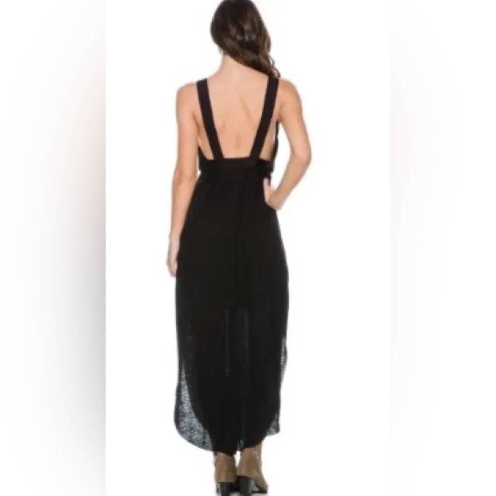 Free people Heidi Linen Blend Maxi dress, black, plunging neckline, sz S - Picture 4 of 13